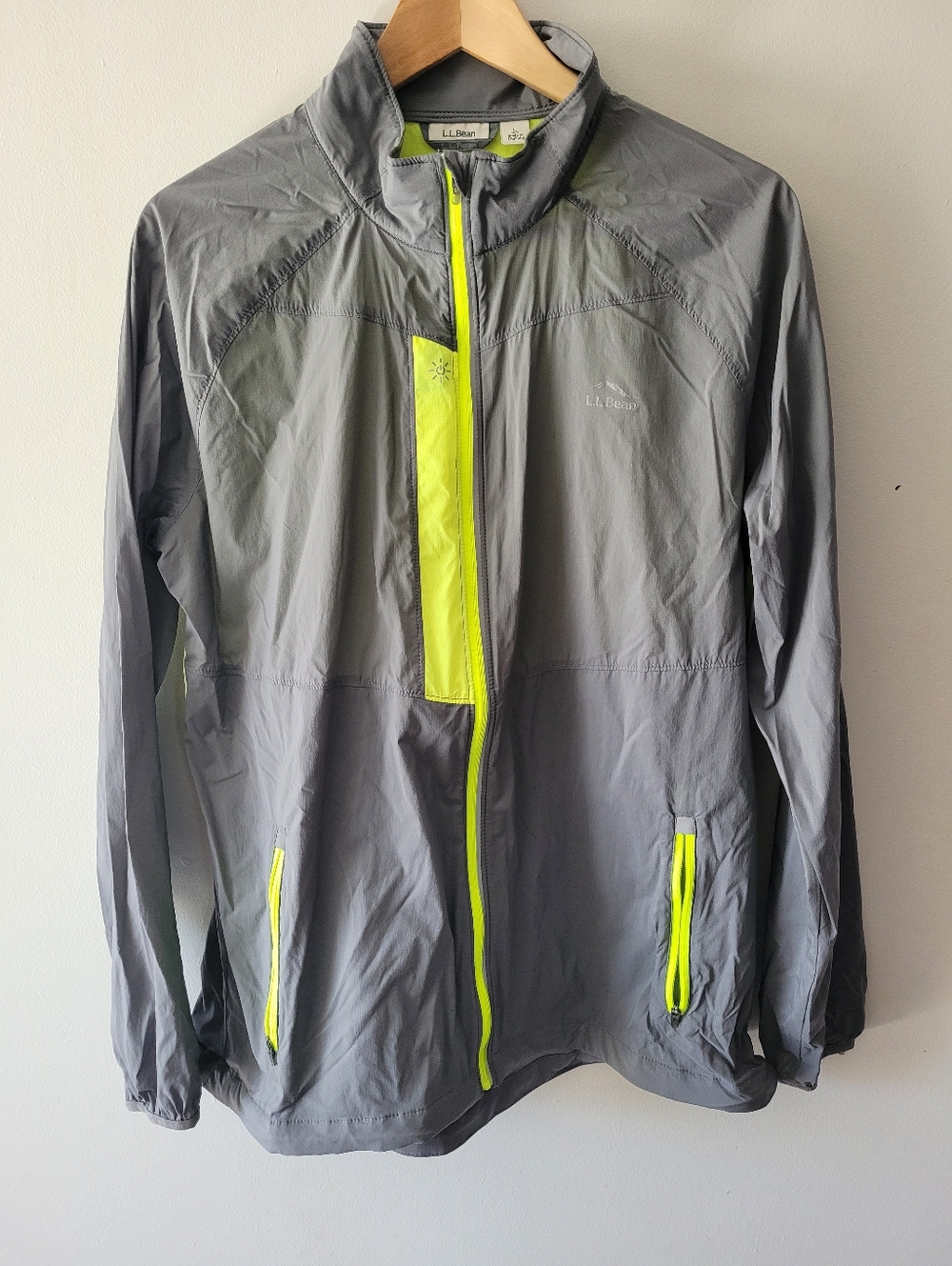 L.L. Bean Bright Multisport Jacket - Grey/Neon Yellow - Size Large